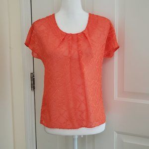 NWT Ann Taylor LOFT Sheer Orange Blouse Size XXSP